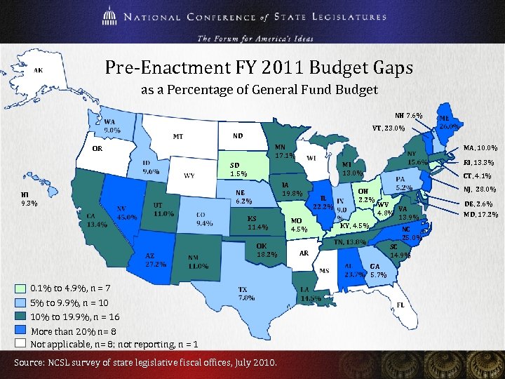 Pre-Enactment FY 2011 Budget Gaps as a Percentage of General Fund Budget NH 7.