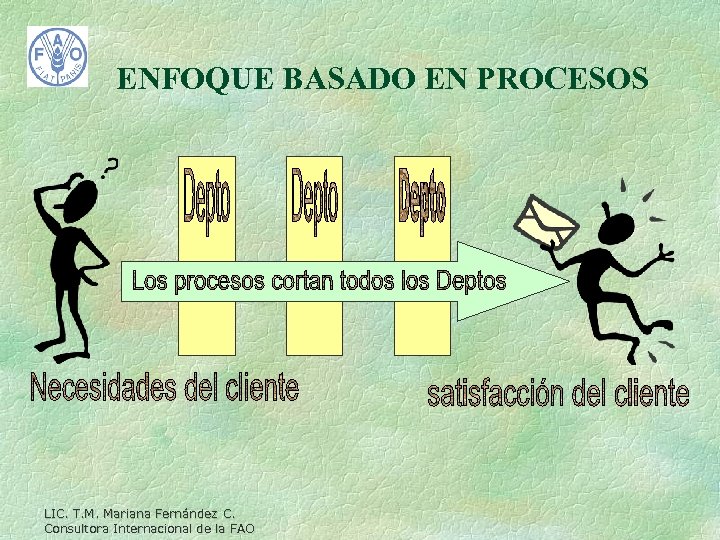 ENFOQUE BASADO EN PROCESOS LIC. T. M. Mariana Fernández C. Consultora Internacional de la