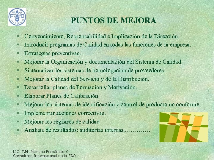 PUNTOS DE MEJORA § § § Convencimiento, Responsabilidad e Implicación de la Dirección. Introducir