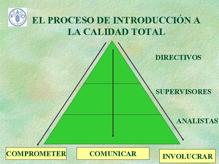 EL PROCESO DE INTRODUCCIÓN A LA CALIDAD TOTAL DIRECTIVOS SUPERVISORES ANALISTAS COMPROMETER COMUNICAR INVOLUCRAR