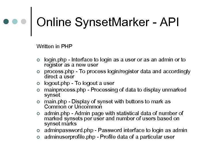 Online Synset. Marker - API Written in PHP ¢ ¢ ¢ ¢ login. php
