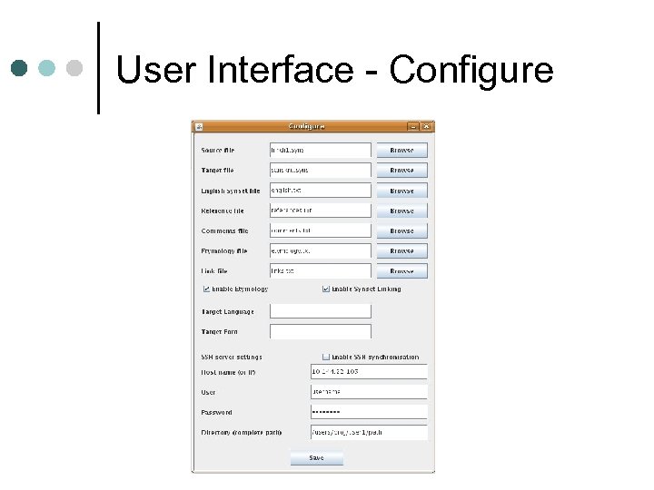 User Interface - Configure 
