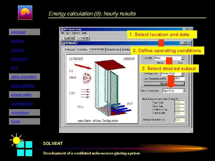 Energy calculation (II): hourly results overview 1. Select location and date problem concept 2.