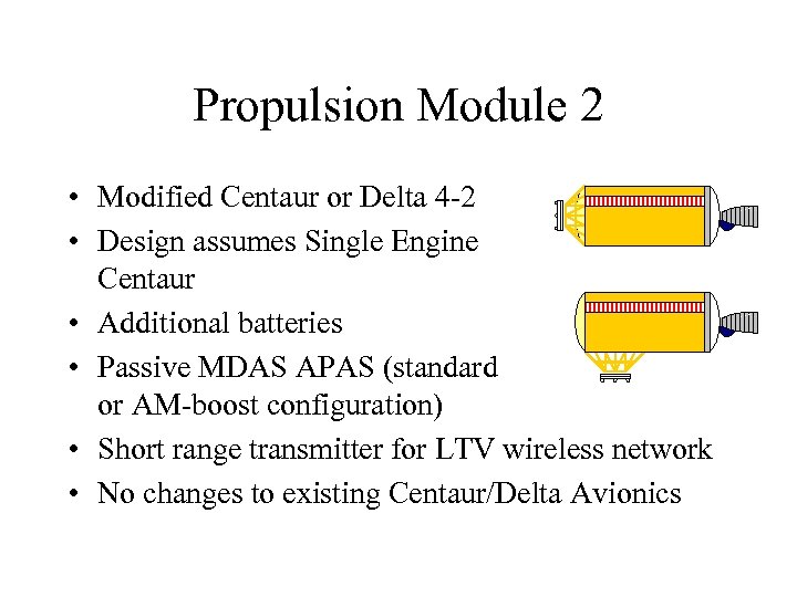 Propulsion Module 2 • Modified Centaur or Delta 4 -2 • Design assumes Single