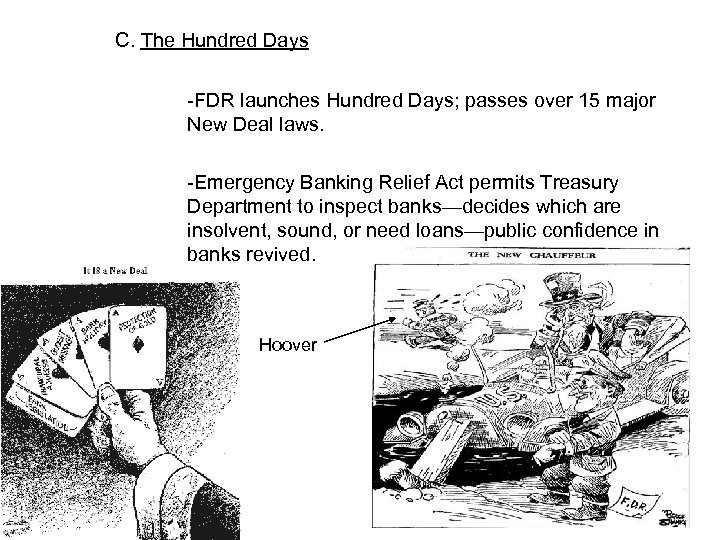 C. The Hundred Days -FDR launches Hundred Days; passes over 15 major New Deal