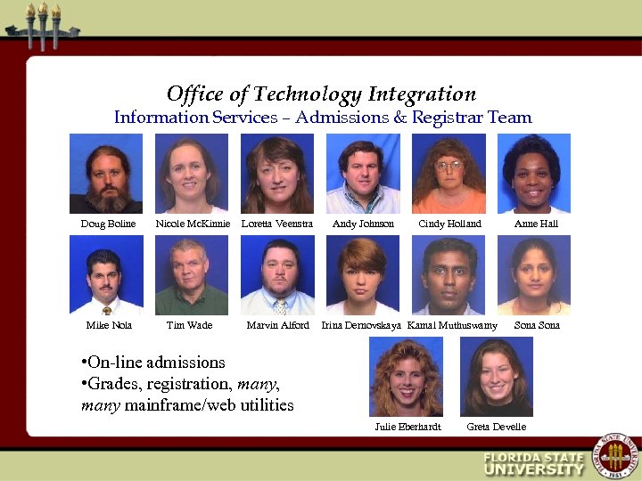 Office of Technology Integration Information Services – Admissions & Registrar Team Doug Boline Mike