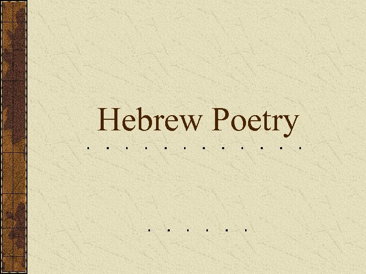 Hebrew Poetry 