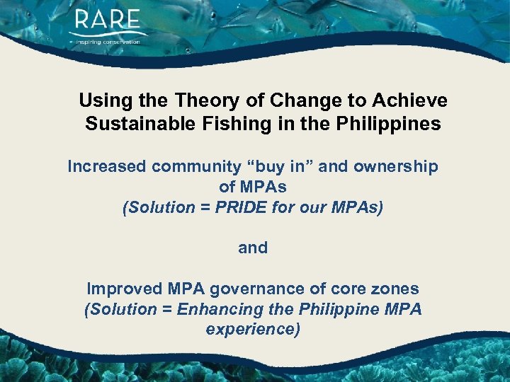 Using the Theory of Change to Achieve Sustainable Fishing in the Philippines Increased community