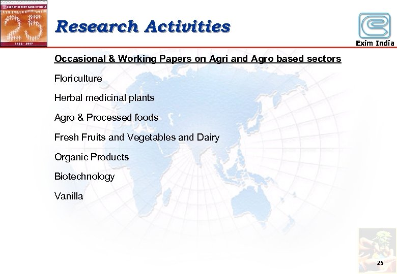 Research Activities Exim India Occasional & Working Papers on Agri and Agro based sectors
