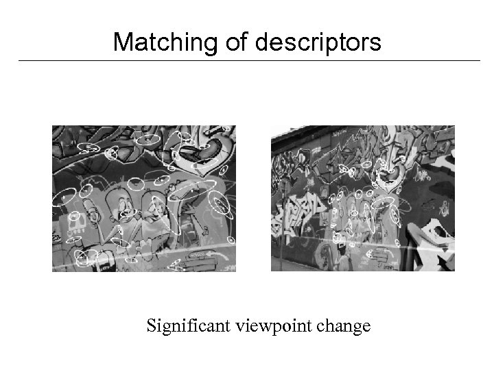 Matching of descriptors Significant viewpoint change 