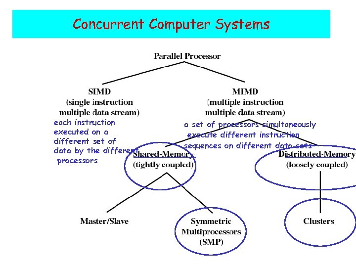 Concurrent Computer Systems each instruction executed on a different set of data by the