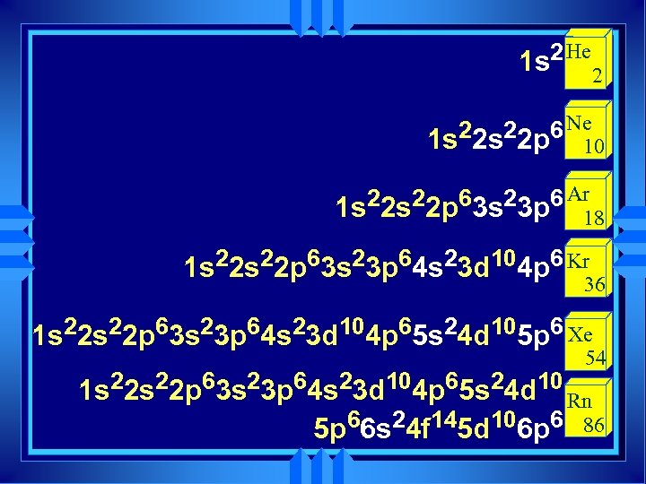 1 s 2 He 2 22 s 22 p 6 Ne 1 s 10
