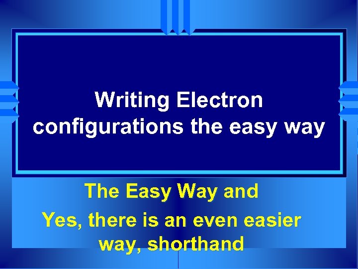 Writing Electron configurations the easy way The Easy Way and Yes, there is an