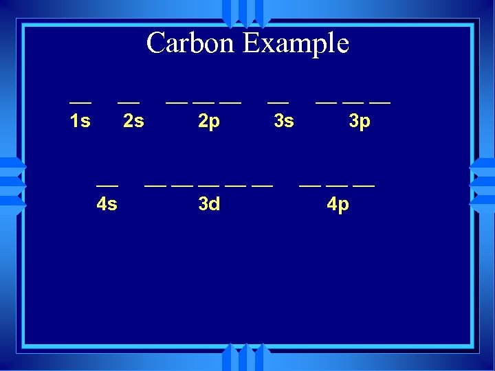 Carbon Example __ 1 s __ 2 s __ 4 s __ __ __