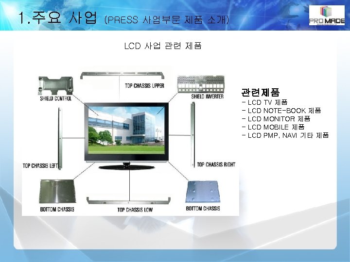 1. 주요 사업 (PRESS 사업부문 제품 소개) LCD 사업 관련 제품 관련제품 - LCD