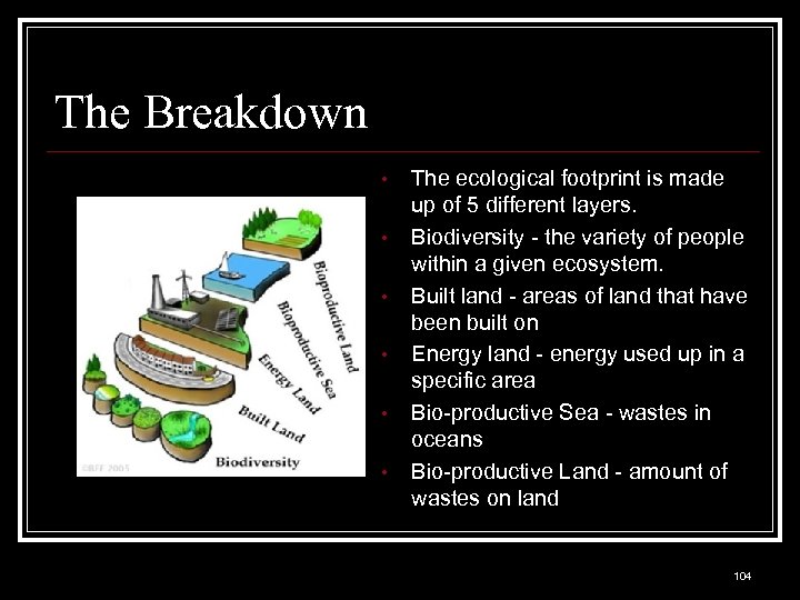 The Breakdown • • • The ecological footprint is made up of 5 different