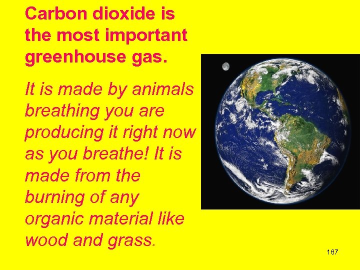 Carbon dioxide is the most important greenhouse gas. It is made by animals breathing