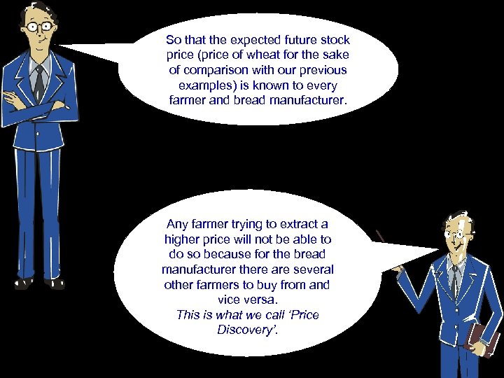 So that the expected future stock price (price of wheat for the sake of