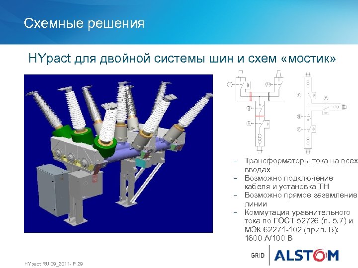 Схемные решения HYpact для двойной системы шин и схем «мостик» − Трансформаторы тока на