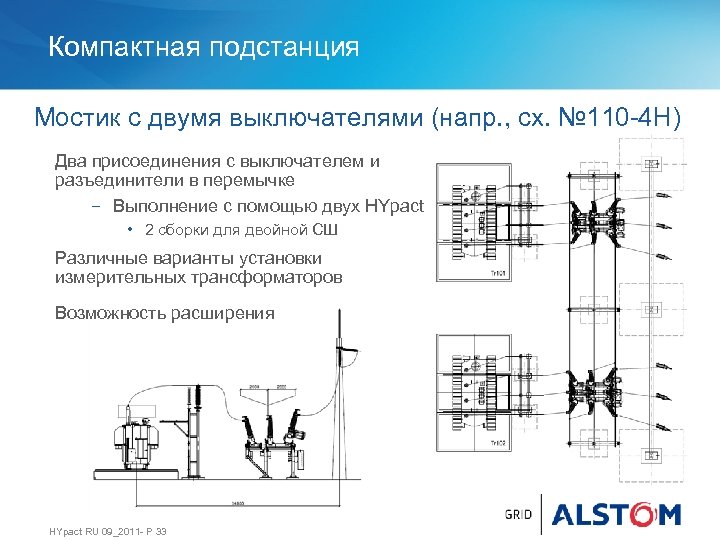 Компактная подстанция Мостик с двумя выключателями (напр. , сх. № 110 -4 Н) Два