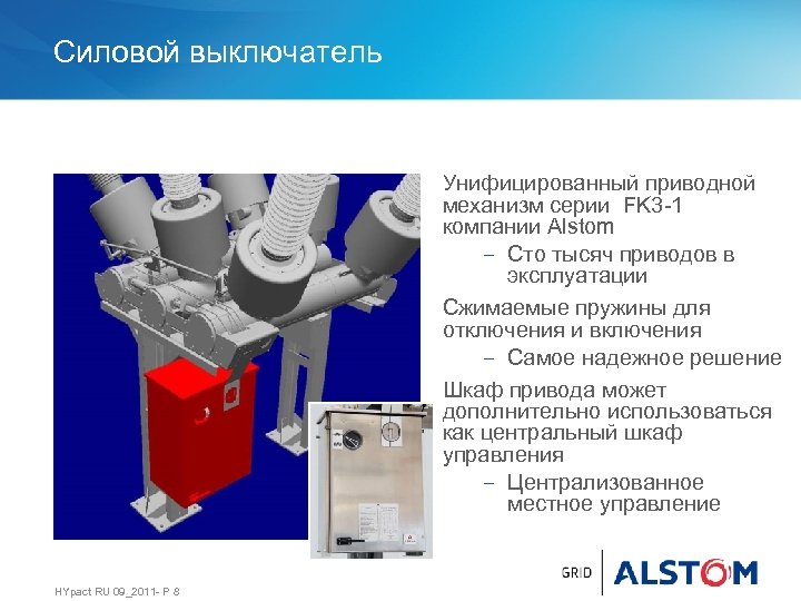 Силовой выключатель Унифицированный приводной механизм серии FK 3 -1 компании Alstom − Сто тысяч