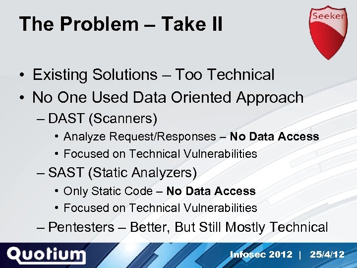 The Problem – Take II • Existing Solutions – Too Technical • No One