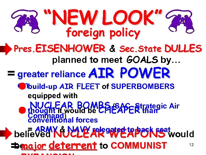 “NEW LOOK” foreign policy Pres. EISENHOWER & Sec. State DULLES planned to meet GOALS