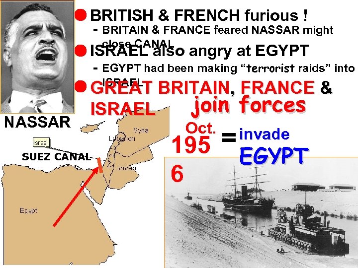 BRITISH & FRENCH furious ! - BRITAIN & FRANCE feared NASSAR might close CANAL