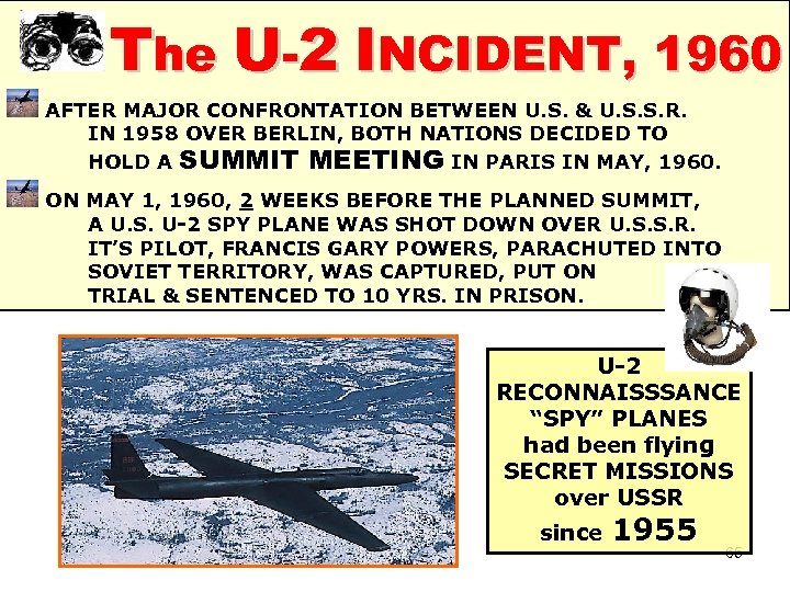 The U-2 INCIDENT, 1960 AFTER MAJOR CONFRONTATION BETWEEN U. S. & U. S. S.