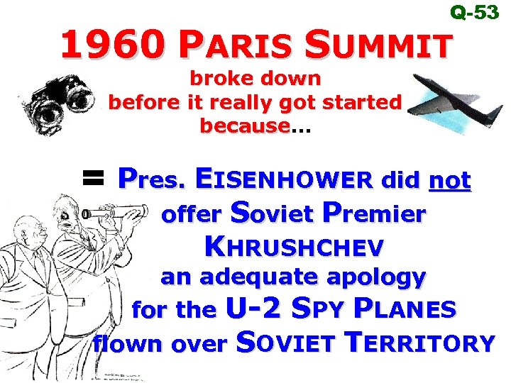 Q-53 1960 PARIS SUMMIT broke down before it really got started because… because =