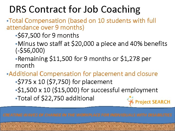 DRS Contract for Job Coaching • Total Compensation (based on 10 students with full