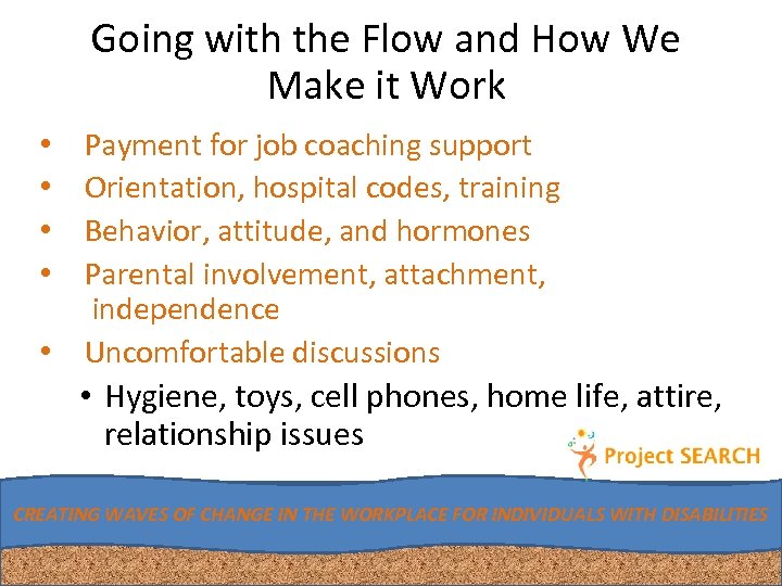Going with the Flow and How We Make it Work Payment for job coaching