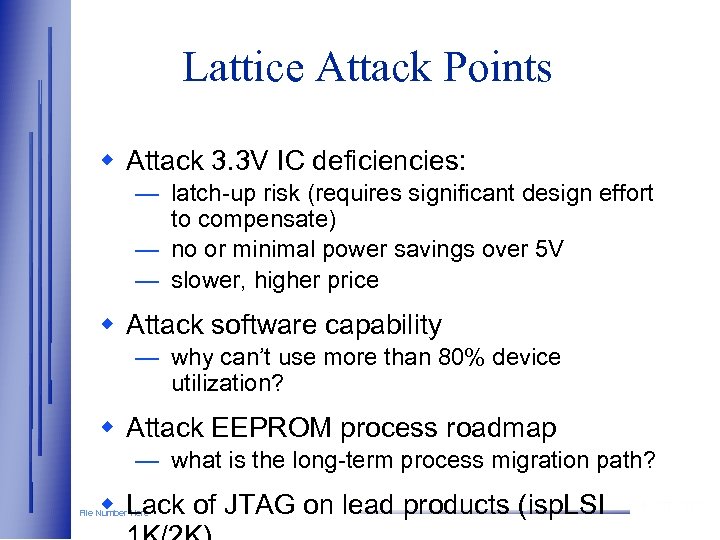 Lattice Attack Points w Attack 3. 3 V IC deficiencies: — latch-up risk (requires