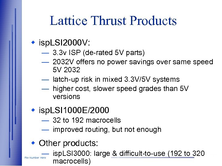 Lattice Thrust Products w isp. LSI 2000 V: — 3. 3 v ISP (de-rated