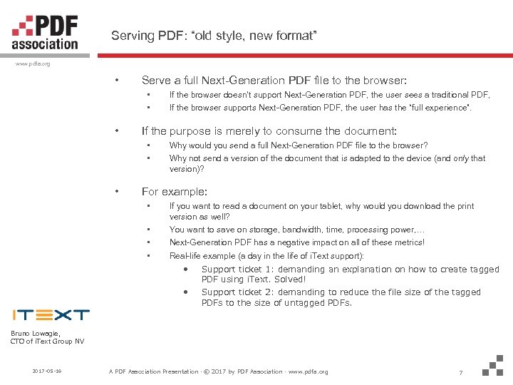 Serving PDF: “old style, new format” www. pdfa. org • Serve a full Next-Generation