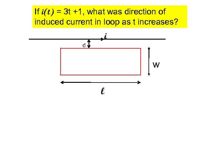 If i(t) = 3 t +1, what was direction of induced current in loop