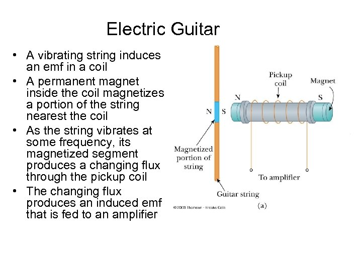 Electric Guitar • A vibrating string induces an emf in a coil • A