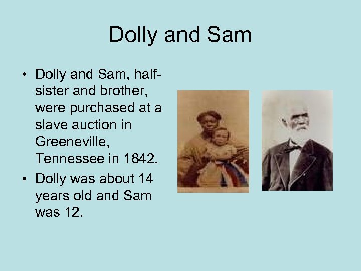 Dolly and Sam • Dolly and Sam, halfsister and brother, were purchased at a