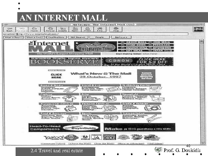 AN INTERNET MALL 2. 4 Travel and real estate 40 Prof. G. Doukidis 