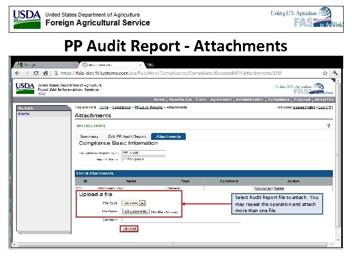 PP Audit Report - Attachments Select Audit Report file to attach. You may repeat