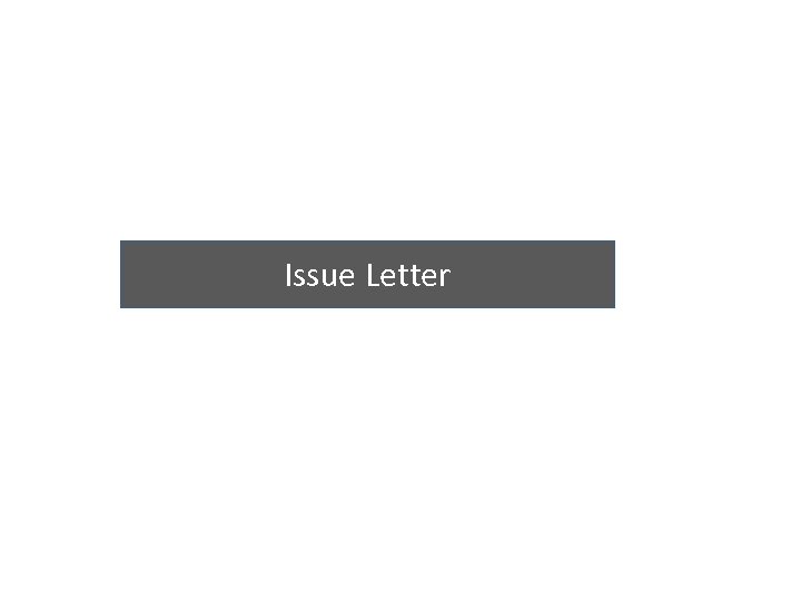 Issue Letter 