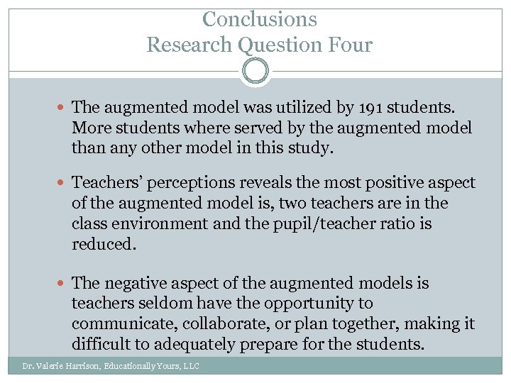 Conclusions Research Question Four The augmented model was utilized by 191 students. More students