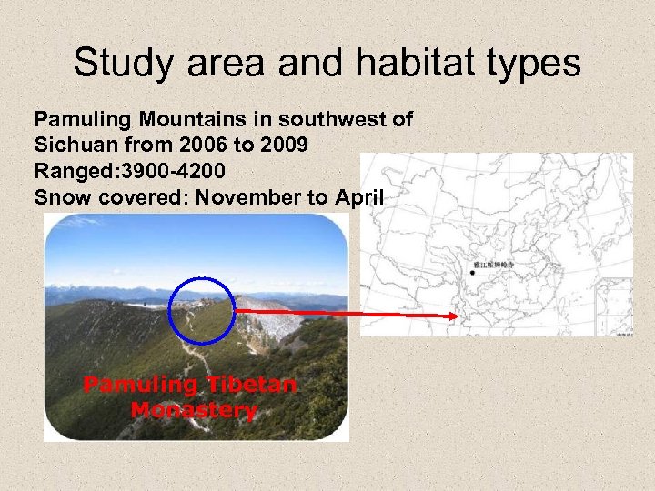 Study area and habitat types Pamuling Mountains in southwest of Sichuan from 2006 to