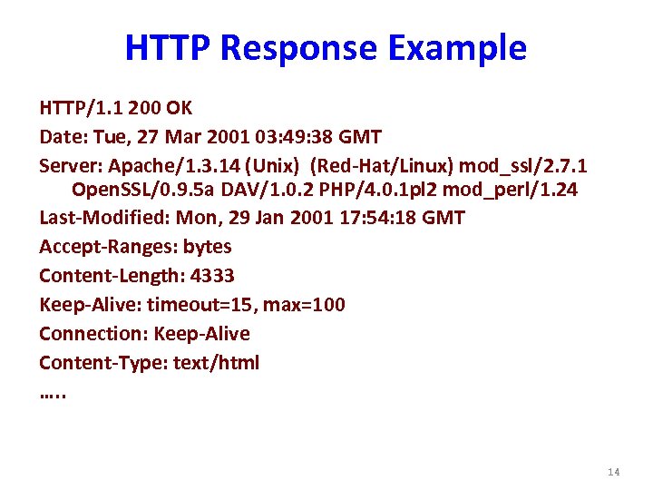 HTTP Response Example HTTP/1. 1 200 OK Date: Tue, 27 Mar 2001 03: 49: