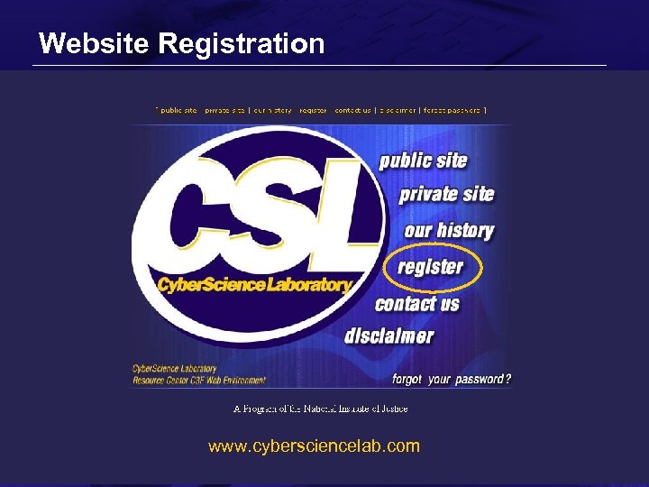 Website Registration www. cybersciencelab. com 