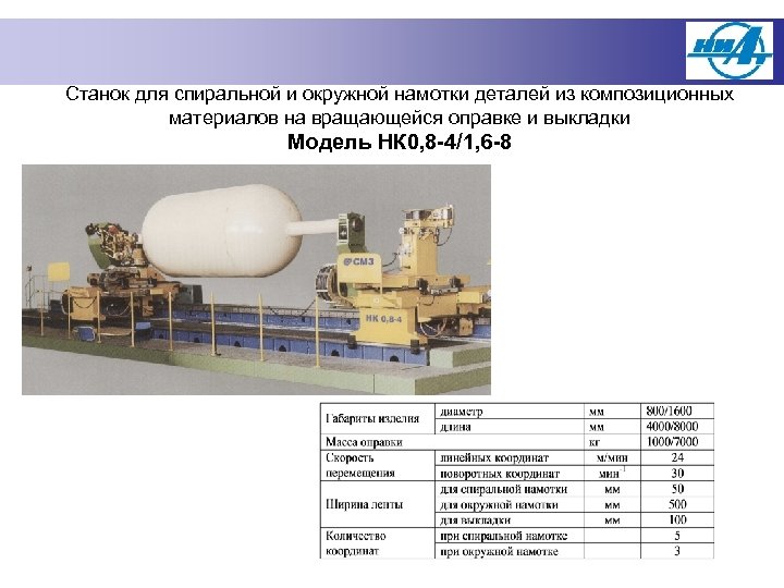 Станок для спиральной и окружной намотки деталей из композиционных материалов на вращающейся оправке и