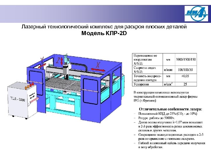 Лазерный технологический комплекс для раскроя плоских деталей Модель КЛР-2 D 