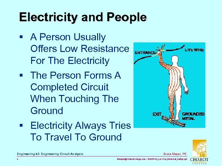 Electricity and People § A Person Usually Offers Low Resistance For The Electricity §