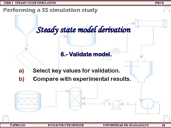 TIER 1 STEADY STATE SIMULATION PIECE Performing a SS simulation study Steady state model