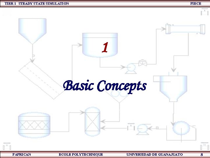 TIER 1 STEADY STATE SIMULATION PIECE 1 Basic Concepts PAPRICAN ECOLE POLYTECHNIQUE UNIVERSIDAD DE